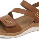 UBFEN Womens Flat Sandals - Comfortable Arch Support Low Wedge Walking Sandals for Summer, Beach, Vacation, Travel, size 39