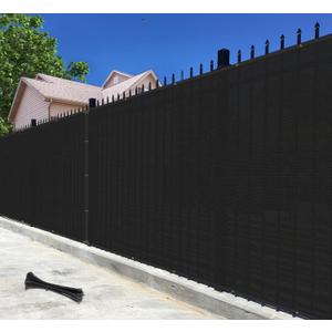 Bynbbur 4' x 25' Black Privacy Fence Screen Net Fencing 90% Privacy Blockage Windscreen Mesh Shade Cover with Copper Grommet for Patio Backyard Garden Swimming Pool, Zip Ties Included