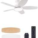 Ceiling Fans with Lights, 42 Inch Ceiling Fan and Remote, Full-spectrum LED Light, 3CCT, 6-Speeds Noiseless Reversible DC Motor, Modern Flush Mount Ceiling Fan for Farmhouse Bedroom Indoor