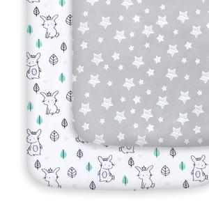 Pack and Play Sheets, 1 Pack Mini Crib Sheets, Stretchy Playard Fitted Sheet, Compatible with Graco Pack n Play, Soft and Breathable Material, Stars & Bunny