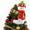 Christmas Tree Topper Snowman,Unique Holiday Xmas Decorations Funny Home Decor,Also Be Used As Curtain Tie and Hugger Wine Bottle,Red White Green