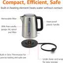 Amazon Basics Electric Stainless Steel Kettle for Tea and Coffee, BPA-Free, Fast Boiling, Auto Shut-Off, Boil-Dry Protection, 1.7 Liter, 1500W, Black and Silver