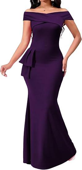 VisiChenup Elegant Formal Dresses for Women Sexy Cocktail Wedding Guest Evening Party Long Maxi Dress, Size 2XL