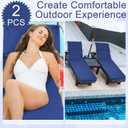 SmoothNovelty 2 Pcs Indoor Outdoor Chaise Lounge Cushions Sponge Bench Outdoor Furniture Chaise Cushions Patio Chair Furniture Replacement (Dark Blue), 72 inches x 21 inches