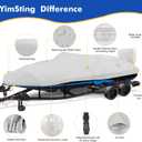 1200D Waterproof Boat Cover - Fits 17' to 19' ft Bass, V-Hull, Tri-Hull, Fish & Ski, Runabout Bowrider Boats - Heavy Duty Canvas Gray