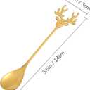 2PCS Stainless Steel Reindeer Spoons,Christmas Deer Head Shape Teaspoons Dessert Coffee Spoon Tableware Creative Tea Spoon Gold Stirring Demitasse for Coffee Tea Ice Cream Sugar Cake