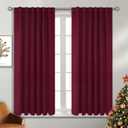 BGment Rod Pocket and Back Tab Blackout Curtains for Bedroom - Christmas Thermal Insulated Room Darkening Curtains for Living Room, 2 Window Curtain Panels (52 x 54 Inch, Burgundy Red)