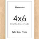 Upsimples 4x6 Picture Frame, Natural Solid Wooden Picture Frames, Display 3.5x5 with Mat or 4 x 6 Without Mat, Wall or Tabletop, 1 Pack, Natural