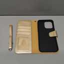 Arae Compatible with iPhone 15 Pro Max Case with Card Holder and Wrist Strap Wallet Flip Cover for iPhone 15 Pro Max 6.7 inch,Champagne Gold
