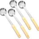 4 Pcs Portion Control Serving Spoons Portion Control Spoons Ladle Scoops Food Measuring Utensils Proportion Manage Slotted and Unslotted Scoops for Weight Loss(Beige,3oz)