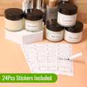 2 oz Clear Glass Jars with Lids 24Pack, Small Jars with Inner Liners for Sample, Powder, Cream, Lotion and Ointments with Stickers & Spatulas Included