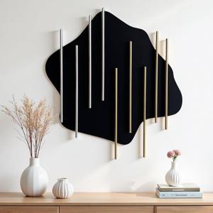 HYVAKUPPA 3D Large Metal Wall Decor Modern Aesthetic Wall Sculptures 19.3W by 19.7H Luxury Geometric Circular Decor Wall Art Artwork for Bedroom Dining Living Room Wall Decorations