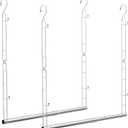 Upgraded Closet Hanging Rod, Long Version Width and Height Adjustable Closet Extender Hanging Rod, SpaceSaving Closet Hanging Organizer, Stainless Steel Double Closet Rod (2 Pack SilverL)