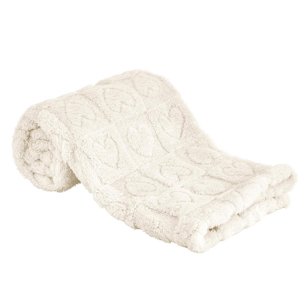 Yurhap Fleece Baby Blanket Heart Checkered Blanket, Ultra Soft Cozy Baby Blankets for Boys Girls, Fluffy Infant Toddler Newborn Receiving Blankets for Crib Stroller 3040 (Cream)