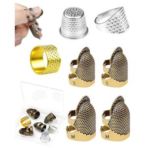 FIVEIZERO Thimble Kit– 7 PCS Sewing Thimbles for Hand Sewing, Metal Finger Protectors, Thimble Ring for Quilting and Embroidery