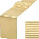 10 Pack Satin Table Runner 12 X 108 Inch Silk Table Runner for Party,Wedding, Birthday, Banquets,Decoration(Light Gold)