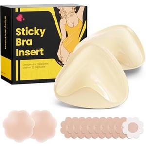 DesirTop Double Sided Sticky Bra Push Up, Invisible Bra Pad Inserts for Large Breasts, Adhesive Bra for Bikini Swimsuit (Off White, Medium)