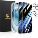 UNBREAKcable Privacy Screen Protector for iPhone 15 (6.1-Inch), 2-Pack + 2 Lens Protectors｜25° Anti-Spy｜9H Hardness｜Anti-Fingerprint｜HD Clarity Tempered Glass