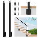 2 Pack Side Mount Stair Cable Railing Post 36" (Post Body 44"), Left Side Space-Saving Fascia Mount Deck Post for 36"-38" Stair Railing, Black Stair Handrail Post for Indoor Outdoor Stairway