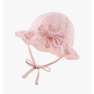 JANGANNSA Bow Baby Girls Summer Hat Flower Toddler Girls Sun Hat Cotton Breathable Infant Hat Rose 5 size
