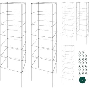 Metal Foldable Tomato Cages 5 Pack, 13" W x 56" H Square Tomato Cages Plant Support for Vegetable Garden, Heavy Duty Tall Tomato Cages for Beans, Tomatos, Cucumbers