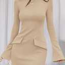 PRETTYGARDEN Womens Fall Long Sleeve Mini Dress 2025 Trendy Boat Neck Bodycon Knit Elegant Short Party Formal Dresses (XXL)