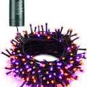 Flacchi Orange Purple Halloween Lights, 67 ft 200 LED Battery Operated String Lights Waterproof 8 Modes & Auto Timer Mini Lights for Halloween Decorations, Home, Party, Holiday Decor Outdoor Indoor