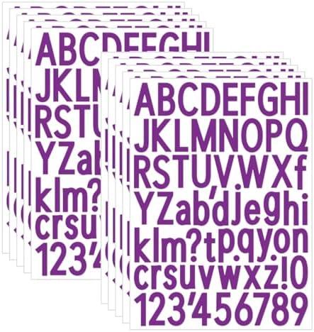 Fxiaoy 680 pcs 10 Sheets Vinyl Letters Stickers Numbers Decals,Self-Adhesive Alphabet Number Stickers Kit for Mailbox, Signs, Cars, Trucks, Home, Window, Door, Business,Notebook (Purple, 1.5 inch), Pack Of 4