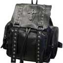 Studded Backpack Cross Metal Studs Y2k Emo Purse Punk Backpack for Women 2000s Goth Edgy Daypack Gothic Daily Party Club(Black)