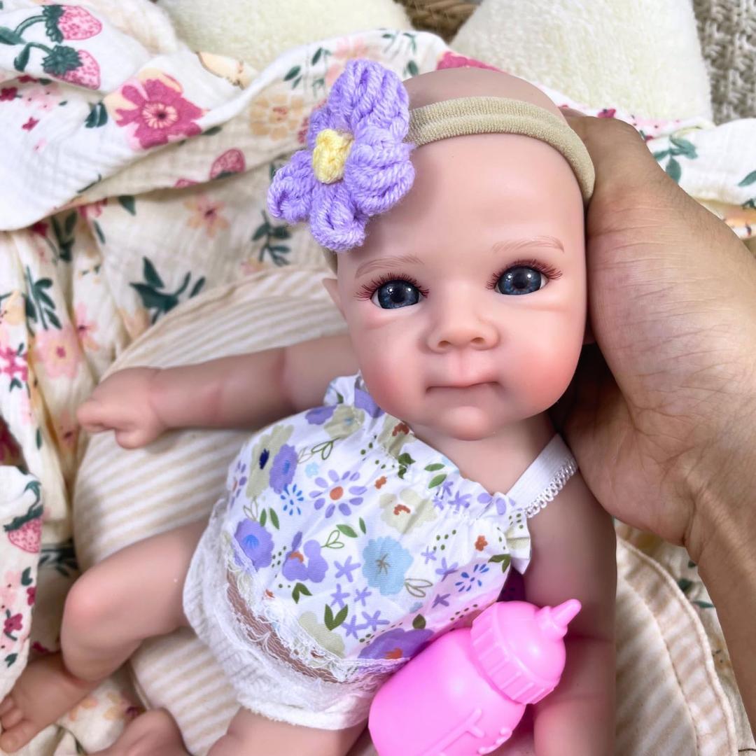 MRB Silicone Reborn Baby Dolls, 12 Inch Realistic Newborn Baby Dolls, Full Solid Silicone Reborn Washable Girl Doll Gift for Collectors & Kids Ages 3+