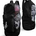 Soccer Ball Bag for Basketball, Volleyball & Football | Large Drawstring Ball Bags Mesh | Heavy-Duty Soccer Ball Bags for Coaches | Equipment Bag w/Shoulder Strap | 37" x 17" (Black)