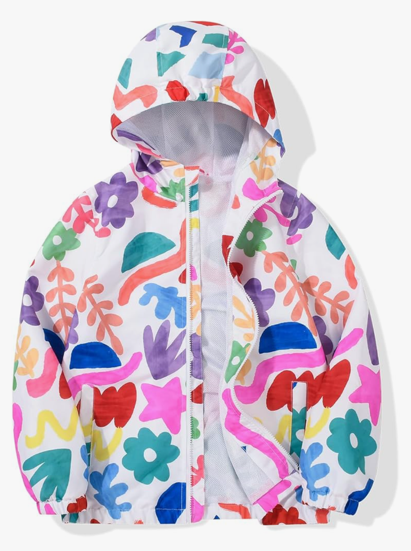 SNOW DREAMS Girls Waterproof Rain Jacket Windbreaker Lightweight Coat Kids Raincoat Outerwear 10