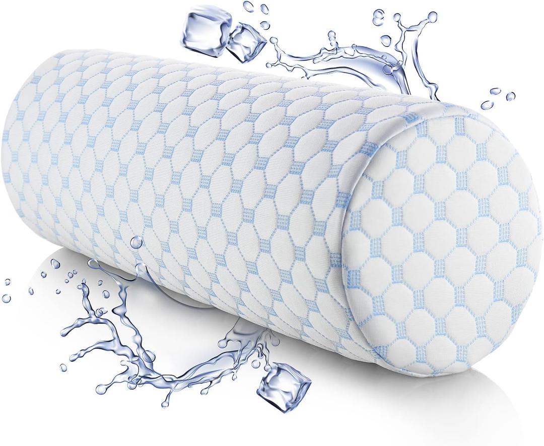 Nestl Neck Roll Pillow for Pain Relief - Premium Memory Foam Bolster Pillow for Sleeping with a Breathable Cooling Cover - Comfy Cylinder Neck Roll Pillow