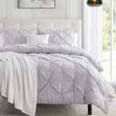 Nestl Grey Lavender Duvet Cover King Size - Soft Double Brushed Duvet Set with Button Closure & Corner Ties, 3 Piece Luxurious Pinch Pleated Duvet Cover Set 104x90 Inches with 2 Pillow Shams