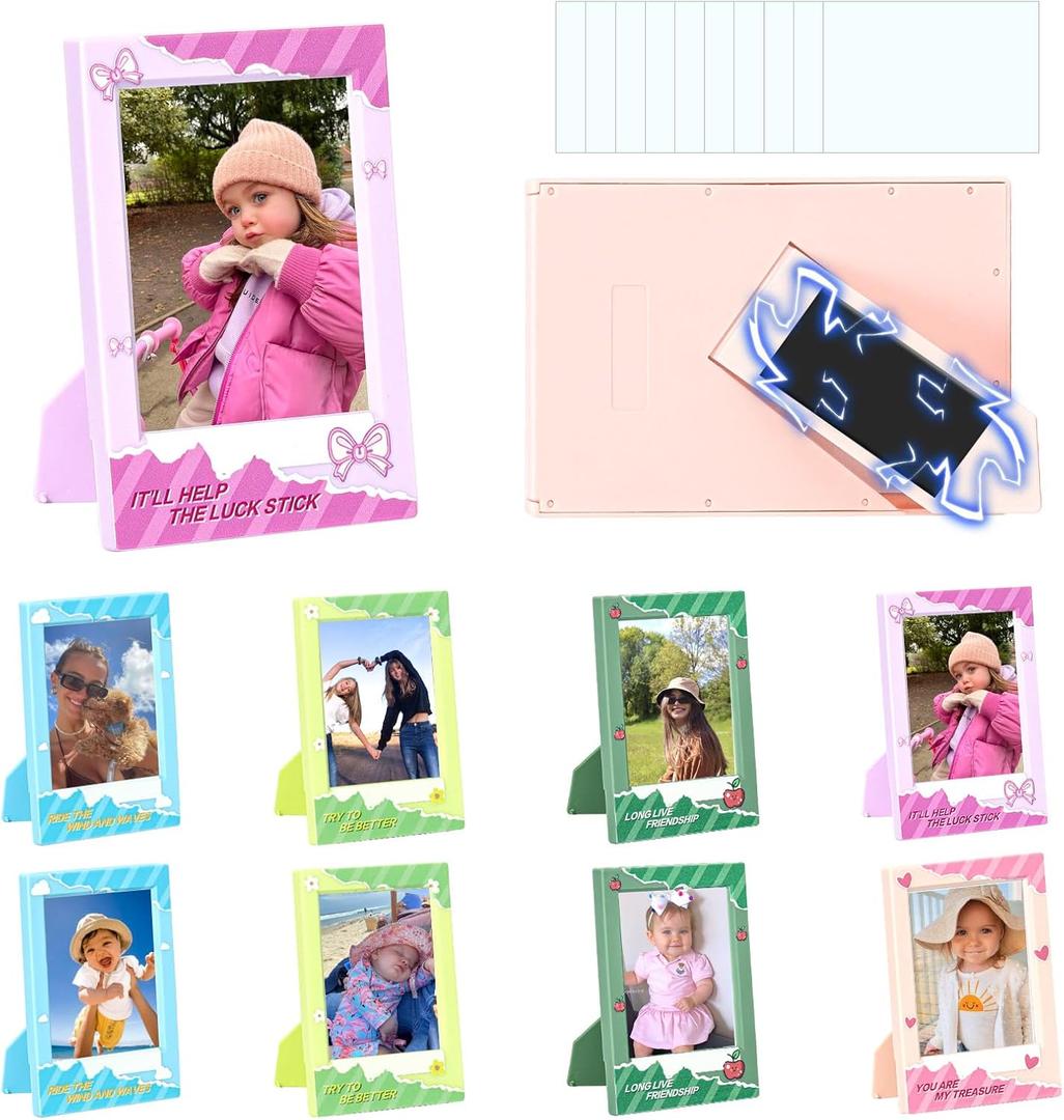 CAIYOULE Mini 3" Picture Frame for Fujifilm Instax Mini 13/41/12/11/EVO/SE/9/8/7+/99 Film Photo and Polaroid 3.4x2.2 Photo Frame Wallet Size Photo Refrigerator Tabletop Display Use, 10 Pack Colorful