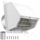 4 Inch Dryer Vent Cover Outside with Mesh, Wall Vent Exhaust Vent Cover Wall Mount Extractor Vent with Flap, Exterior Vent Cover Cap Outdoor Dryer Vent Cover for Dryer Ducting House AC,White (Screws Not Included)