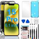 for iPhone 15 Pro Screen Replacement 6.1 inch Full HD, 3D Touch LCD Display Digitizer Assembly with Repair Tools - Model A2848, A3101, A3104, A3102