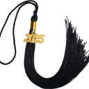 GraduationMall Single&Multiple Color Graduation Tassel with 2025 Year Charm 9" (Black)
