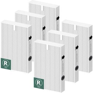 Air Purifier HEPA Filter R Replacement for Honeywell Air Purifier HPA100/200/300 and 5000 Series, Funmit 6 Pack True HEPA Filter Compatible with Honeywell R Filter (HRF-R3 & HRF-R2 & HRF-R1) (6 Count (Pack of 1))