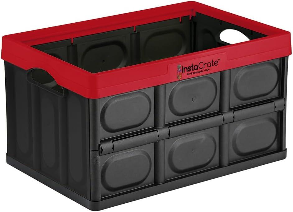 GREENMADE InstaCrate Collapsible Storage Container, 12 gal, Red/Black