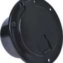RV Electric Cable Hatch for 30 and 50 Amp Cords Replacement 5 Inch Deluxe Round Electrical Cable Hatch Black