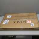 Ywin Medical Adjustable Overbed Bedside Table with Wheels, Swivel Rolling Standing Desk, Pneumatic Small Side Bed Table with Tray for Couch, Hospital, Home,Office Use,(28" W X 16" D, White)