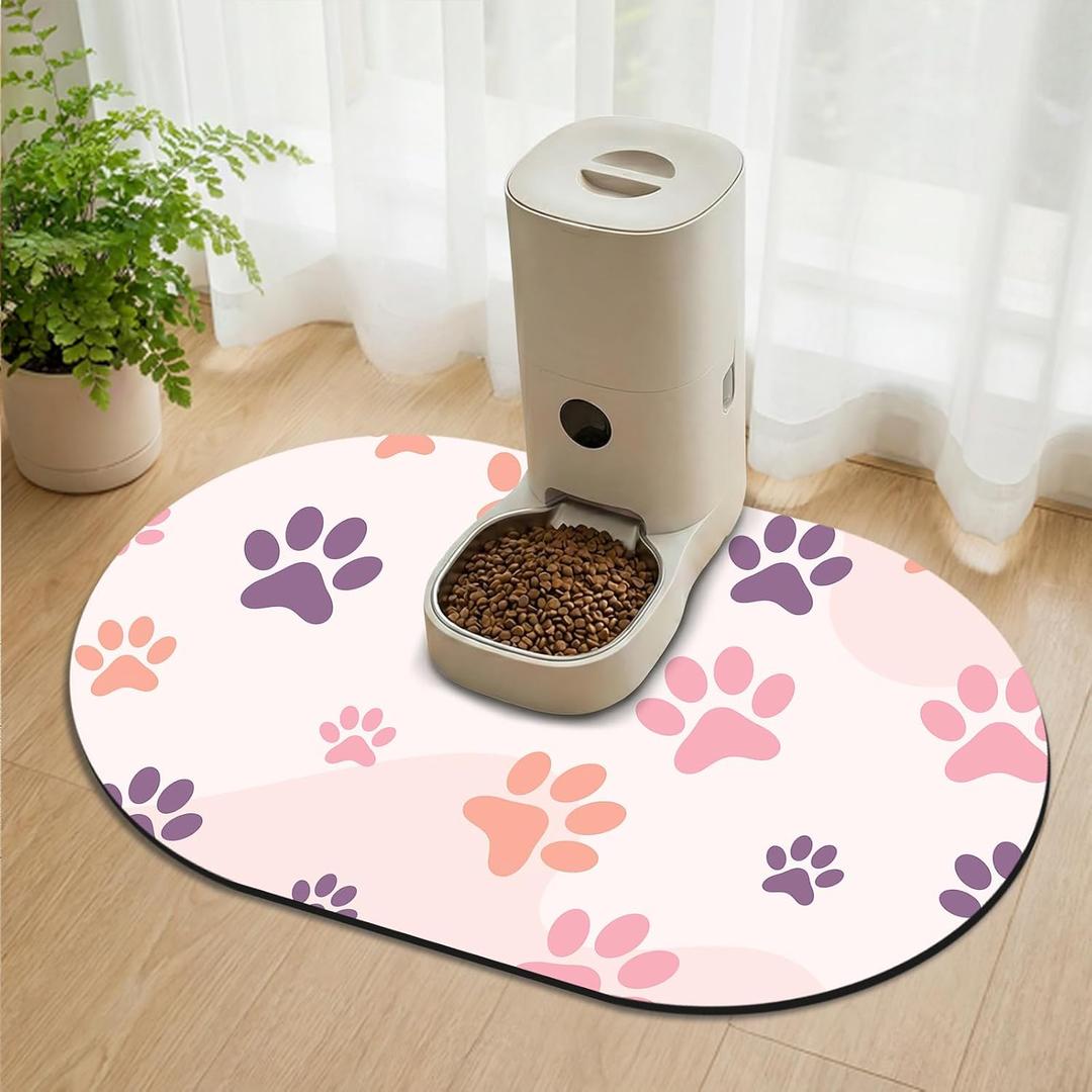Large Pet Feeding Mat 28''x17'' Absorbent Dog Mat for Food and Water, Easy Clean Cat Dog Water Bowl Mat, Non-Slip Pet Water Mat Protect Floor, Fit with Automatic Feeders and Double-Bowl