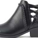 Soda Sincere Women's Low Ankle Heel Bootie with Elastic Cross Straps, Size 6.5
