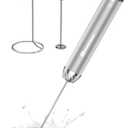 Maestri House Rechargeable Milk Frother with Stepless Speed Control, LunaFro Max Handheld Electric Foam Maker Waterproof Drink Mixer Foamer with Stand & Detachable Whisks for Lattes, Cappuccino (Silver)