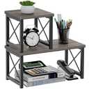 Honiter Desk Shelf for Top of Desk, Wood Desktop Shelf, 2 Tier Adjustable Bookshelf Organizer, Freestanding Stackable Desk Stand Storage Organizers Kitchen Counter Display Rack