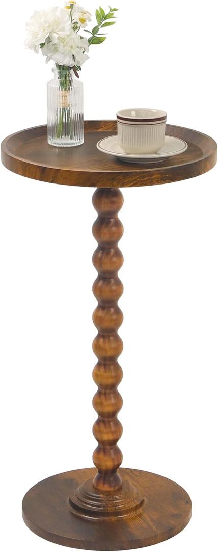 AWASEN Small Side Table, Round End Table for Small Spaces, Round Drink Accent Table Nightstand for Bedroom, Living Room, Corners, Office, Rustic Brown, 11.8 inches x 11.8 inches x 21.6 inches
