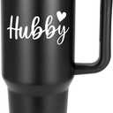 Wifey & Hubby Tumblers Set for Couples, Bride & Groom Stainless Steel Insulated Tumbler with Straw & Handle, 40 oz Travel Mug Tumbler for Engagement Wedding Gifts, Cups for Bridal Shower Anniversary