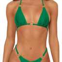 MIKETAI Sexy Bikinis for Women 2 Piece Bikini Spaghetti Strap Swimsuits Solid Color Bathing Swimwear Triangle Bathing Suit Medium