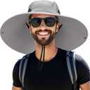 Super Wide Brim Fishing Hat for Men and Women,UPF50+ Waterproof Bucket Hat for Fishing, Hiking, Camping (Gray)